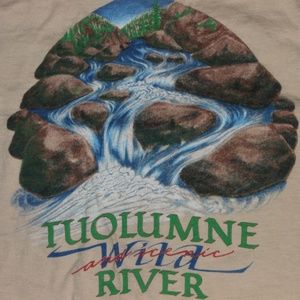 Vintage Tuolumne River Rafting Brown T Shirt S